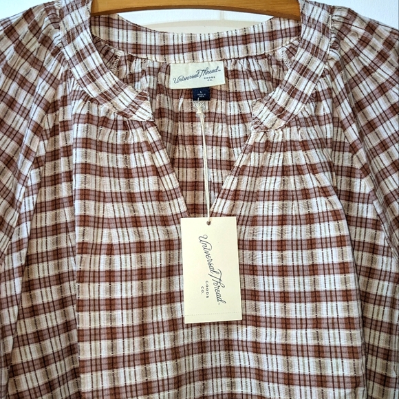 Universal Thread Tops - ❤️ NEW Universal Thread Tunic 3/4 Sleeve Blouse Plaid Size L